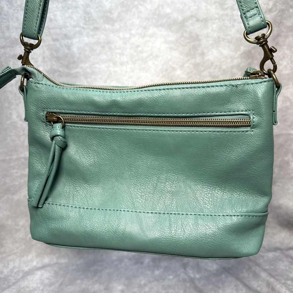 Stone Mountain USA Teal Real‎ Leather Crossbody Bag EUC